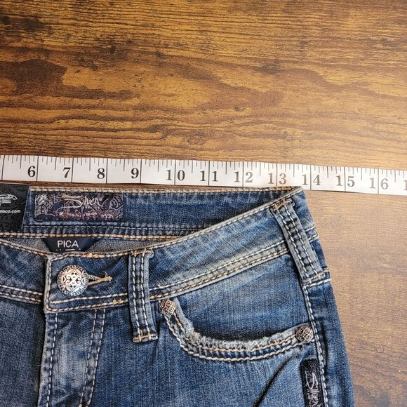 Silver Jeans Size 25 Pica Slightly Curvy Mid Rise Flare Bell Bottom NWT - Picture 7 of 11